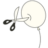 illustration of scissors cutting balloon