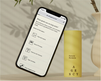Phone screen with skin goals quiz